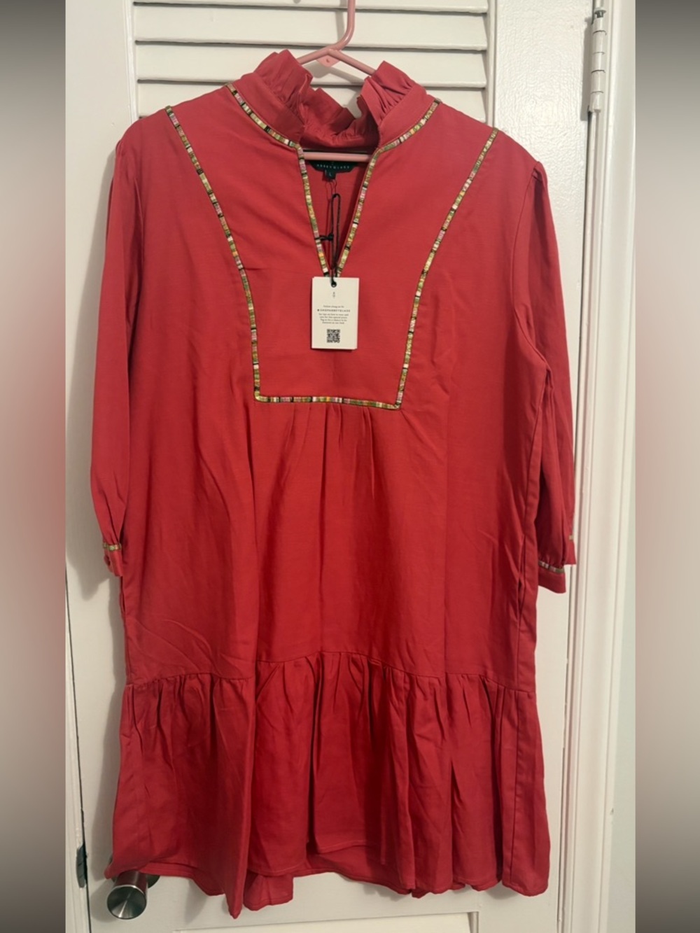Emmerson  Linen Ruffle Dress — red